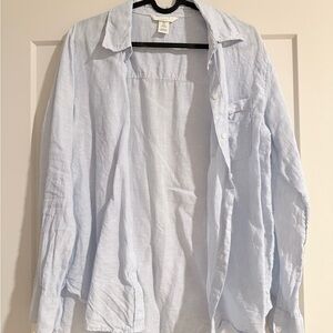 H&M linen button down shirt Light blue